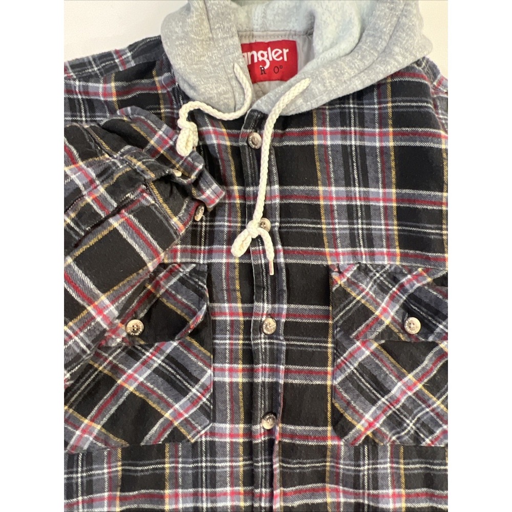 Vintage Wrangler Quilted Lined Plaid Flannel Button Western Shirt Jacket Mens XL